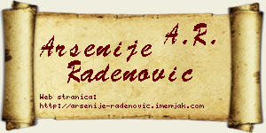 Arsenije Radenović vizit kartica